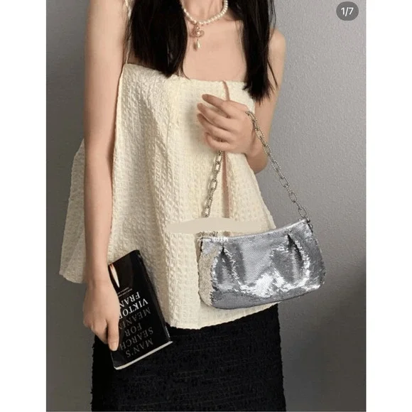 COACH Vintage Poppy Sliver Sequined Evening Bag RARE 14368